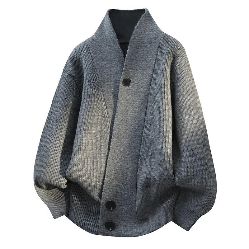 Fashion Design Men V-neck Cardigans Sweaters Men Spring Autumn Outwear Loose Sweatercoat Csual Knitted Sweaters