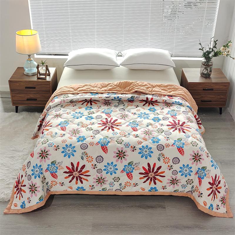Quilted Summer Single Double Bed Light Printed Quilt Core Air Conditioning Quilting Twin Queen Size Duvet Thin Plaid Comforter