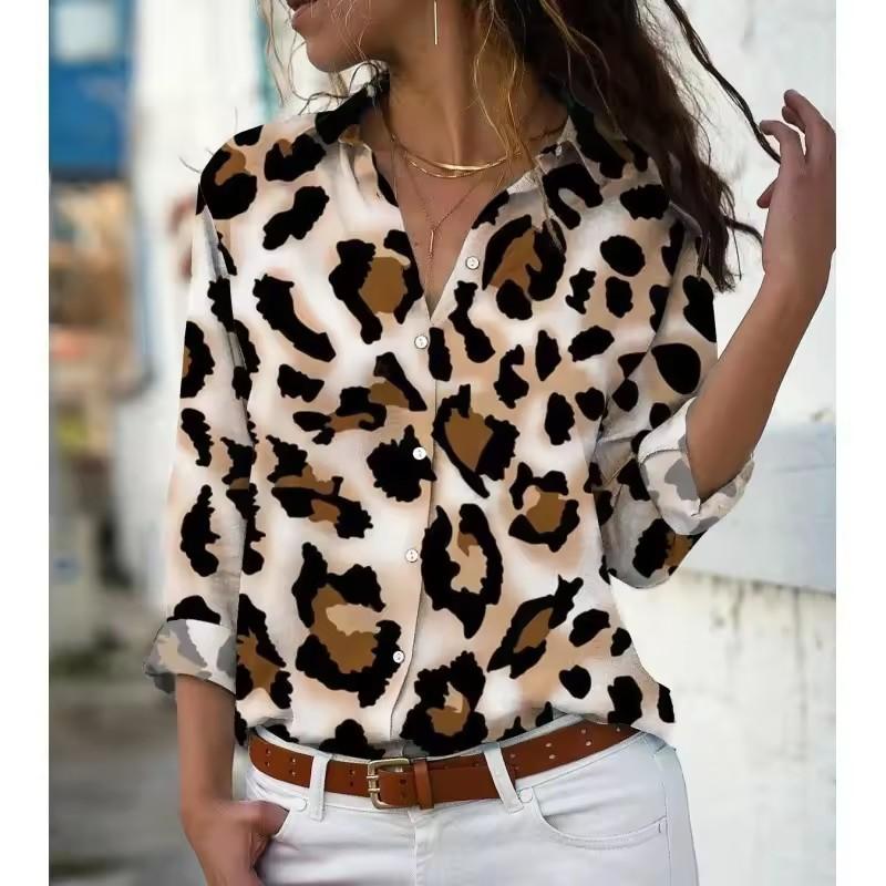 Bahar Sonbahar Kadın Uzun Kollu Gömlek Moda Zarif Kelebek Baskılı Desenli Üstler Günlük Düğmeli Bol Kadın Bluz