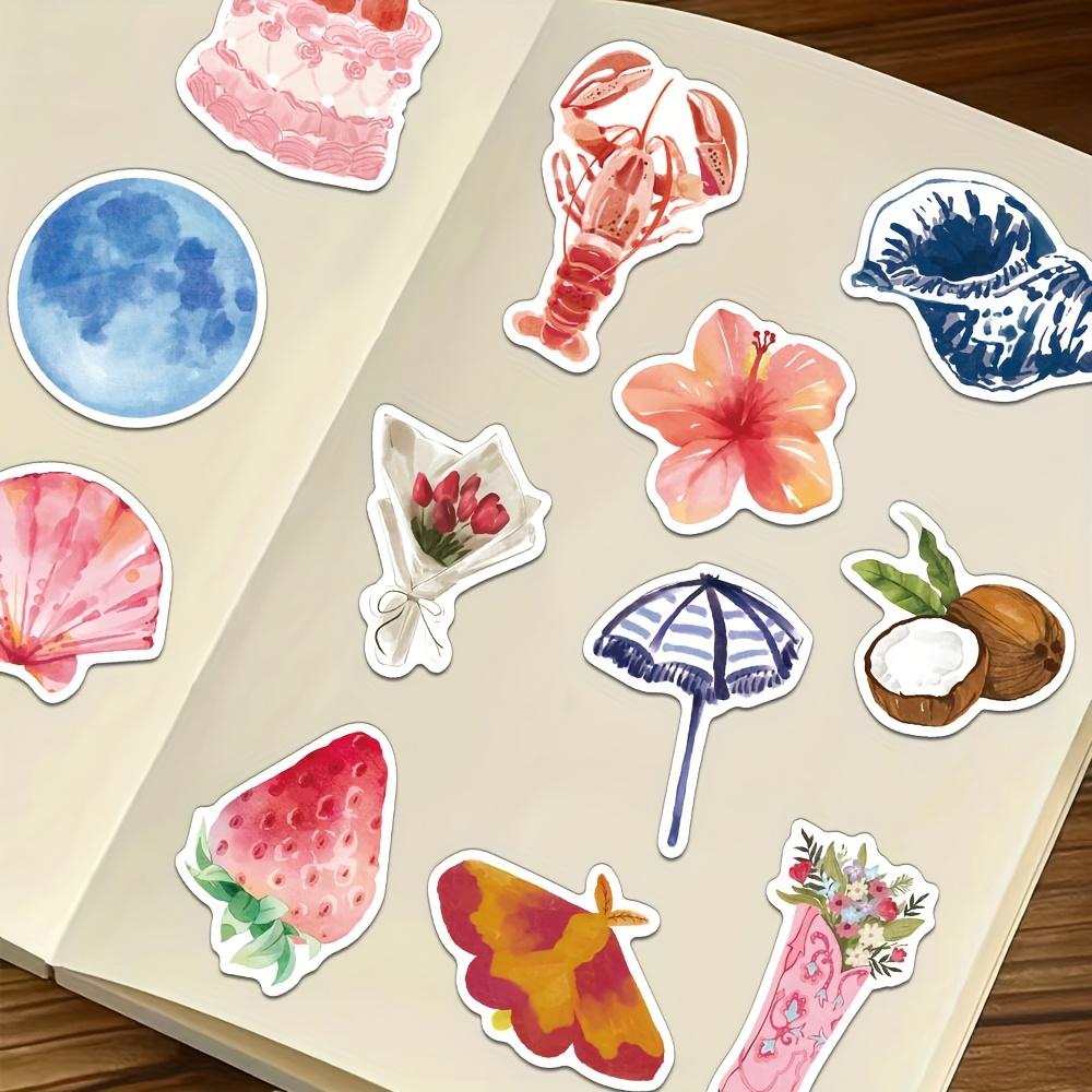 50pcs Watercolor Diary Scrapbook Stickers Decoration Phone Cases Notebooks Luggage Water Bottles Scrapbooking DIY Stickers