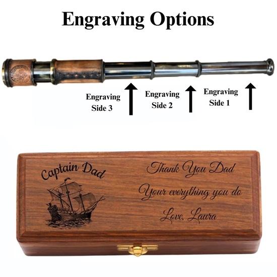 Spyglass Telescope with Engraving, Pirate Telescope, Father's Day Gift, Husband Gift, Son Gift