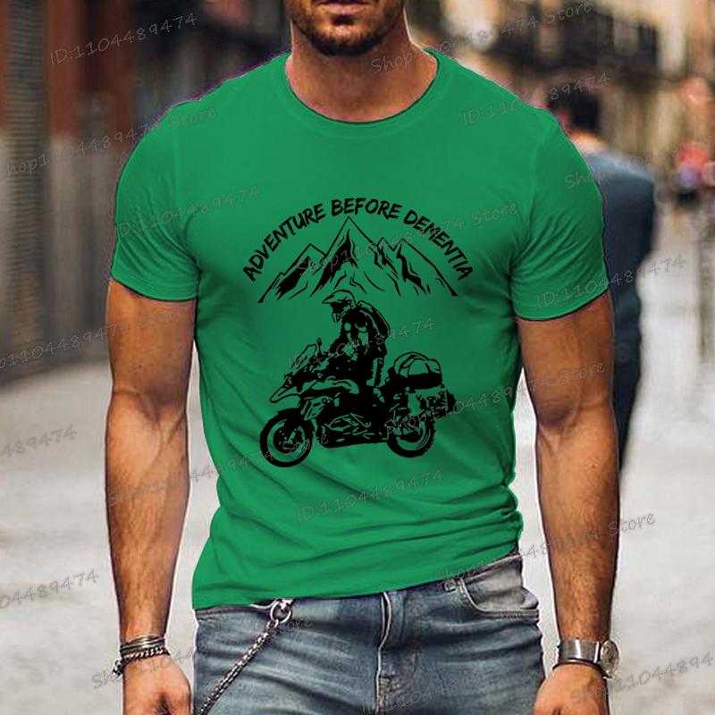 Funny Mountain Adventure Motorcycle T-shirts Harajuku Fashion Men T Shirt Adventure Before Dementia Shirts for Men Women