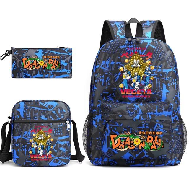 Dragon Ball Z Printed Backpack Set 3-Piece Casual School Bag For Boys And Girls Youth With Pencil Case Shoulder Bag
