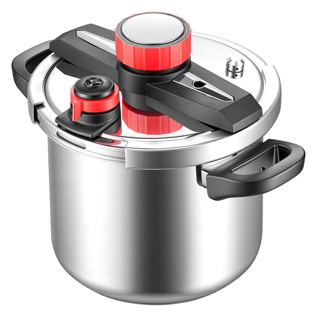Pressure Cooker, 7L Pressure Cooker Stainless Steel, Pressures Canner with Steaming Rack, Tempered Glass Lid, Three Pressures Settings for Meat,
