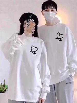 Paar-Hoodie im amerikanischen Stil mit Aufdruck - Herbst/Winter 2025 Kollektion, Rundhalsausschnitt, Lockere Passform, Mit Samt gefüttert, Verdickt