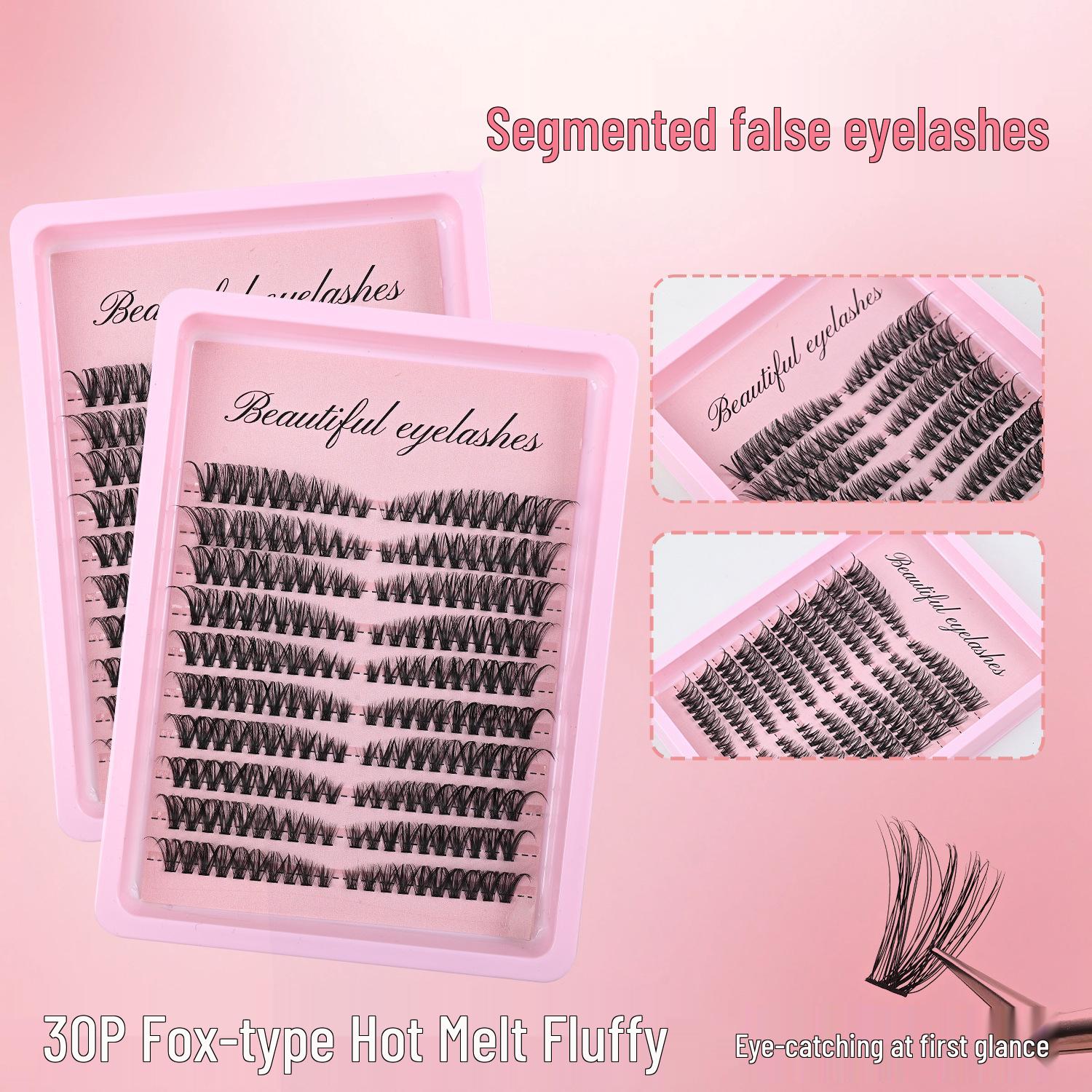 30-Pack Fluffy Fox-Style Volume False Eyelashes for Big Eyes Standard