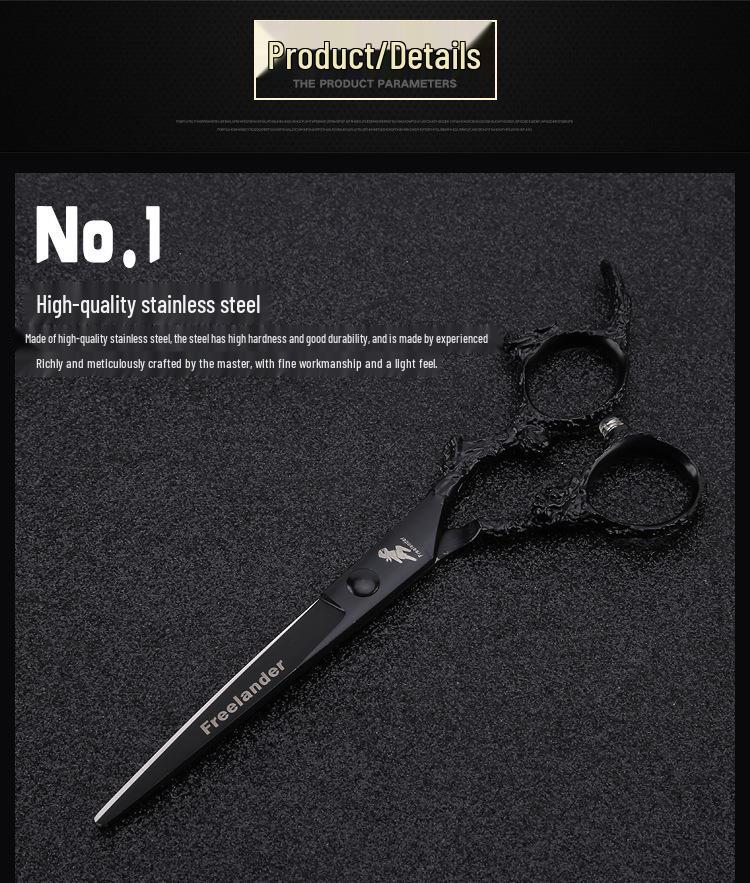 FGL 6" Black Dragon Hairdressing & Barber Scissors Set