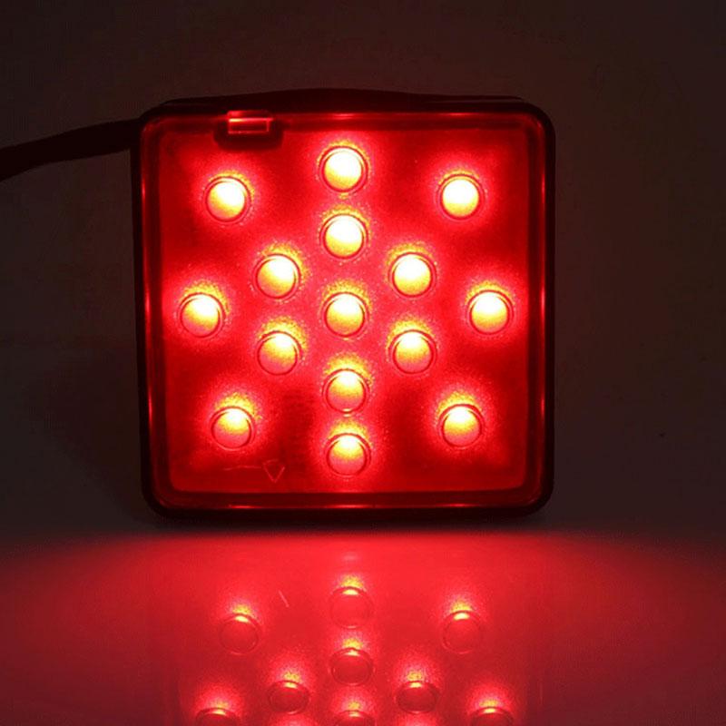 2'' Trailer Hitch Receiver Cover 15 LED Brake Led Lights Tube Cover 4 Pin Car Accessories Car Signal Lamp Warning Strobe Light