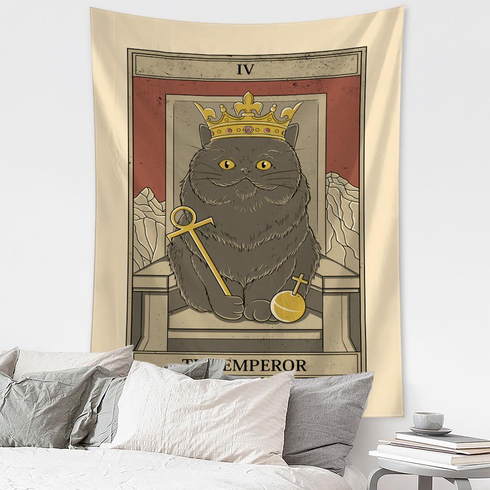 Cat Coven Tapestry Printed Witchcraft Hippie Tapiz Wall Hanging Bohemia Mandala Art Aesthetic Room Decor