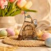 Miniature Mushroom Wood Crafts Wooden Fairy Door Decor, 2D Gnome Elf Ornament, Bunny Hand Fantasy Storybook Style Props Painted Craft,