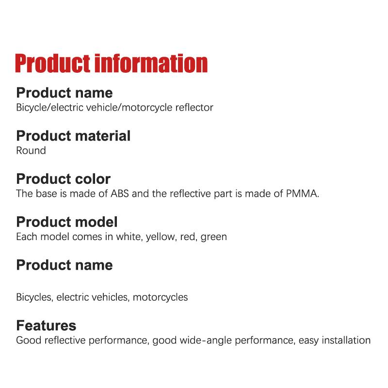 Motorrad, Elektrofahrrad, Hochreflektierender runder Reflektor, Reflektor, Hinterrad-Schutzblech-Bremswarnvorrichtung