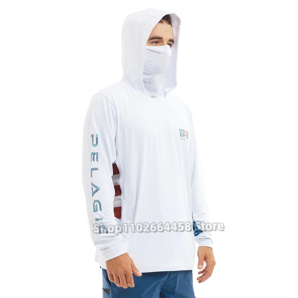 PELAGIC camouflage fishing suit for men and women long-sleeved mask hoodie sun protection breathable fishing suit can be