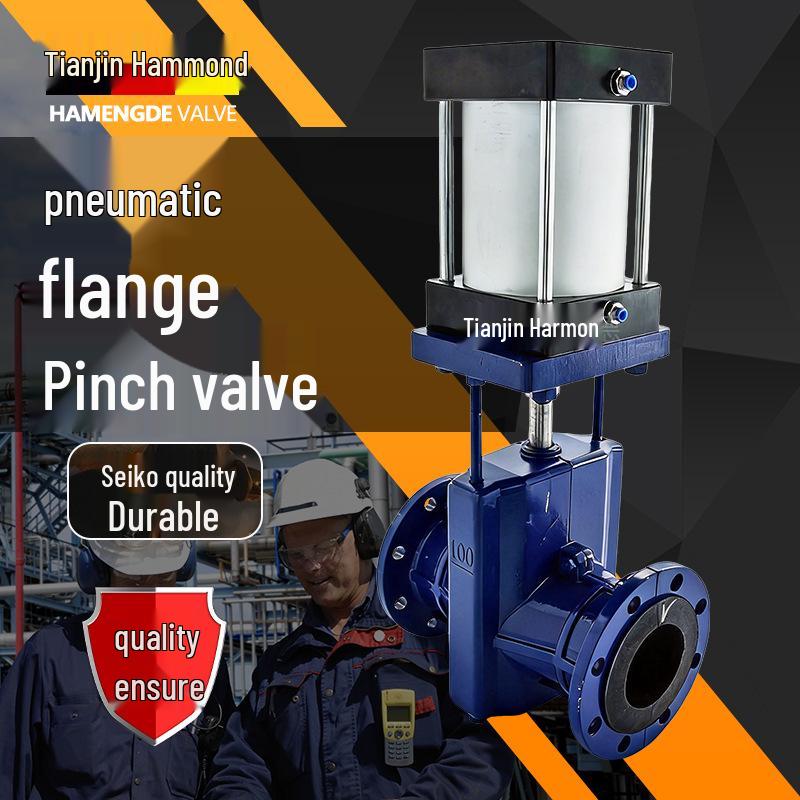 Hammond GJ641X-10L Pneumatic Flange Clamp Valve: Normally Closed Rubber Hose Slurry Discharge Valve