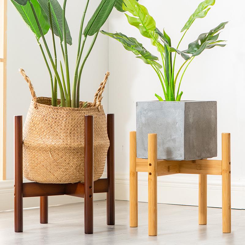Nordic Wooden Flower Stand for Living Room/Balcony - Floor-standing Cross Plant Holder for Pothos & Flowers
