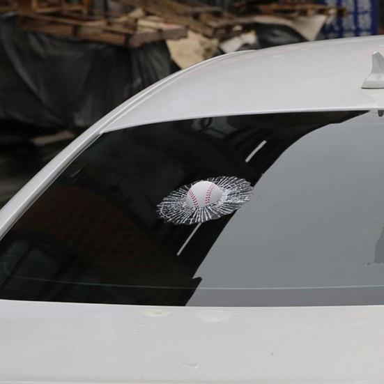 Creative 3D Tennis Ball Hit Window Crack Car-Styling Vehicle Sticker Decor
