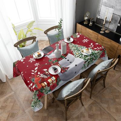 Christmas Poinsettia Snowman Snowflake Tablecloth Waterproof Wedding Decor Rectangular Tablecloth Christmas Dining Table Decor