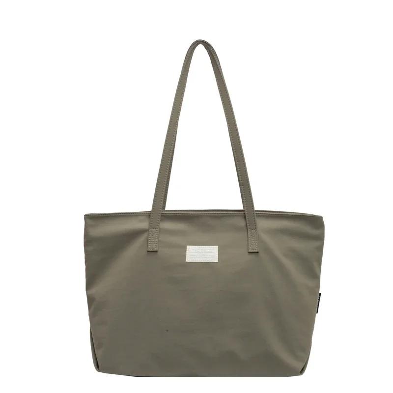 

Нейлоновая сумка на молнии, большая вместимость, однотонный продукт, простая модная универсальная сумка через плечо, мягкая модная сумка