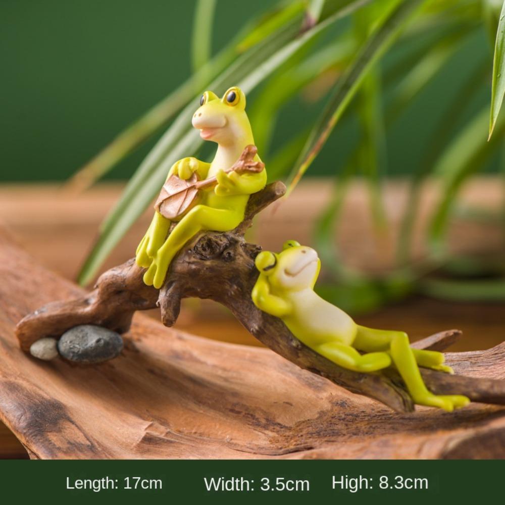 Resin Frog Flower Pot Ornaments Mini Home Micro Landscape Cute Animal Frog Ornament
