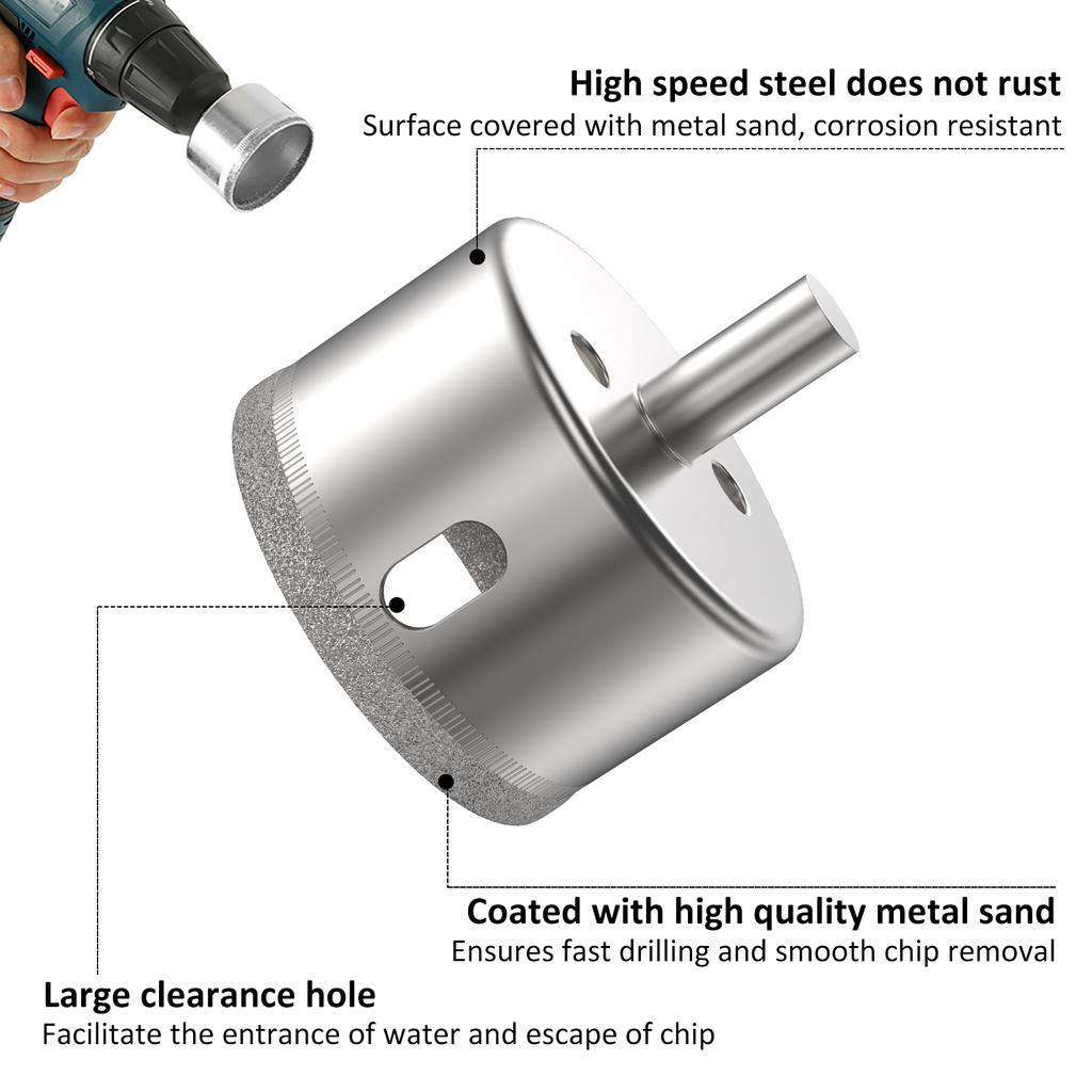 15PCS Diamond Coated Drill Bits Glass Hole Saw 6-50mm 15 Sizes Glass Hole Opener Tile Marble Granite Hole Opening