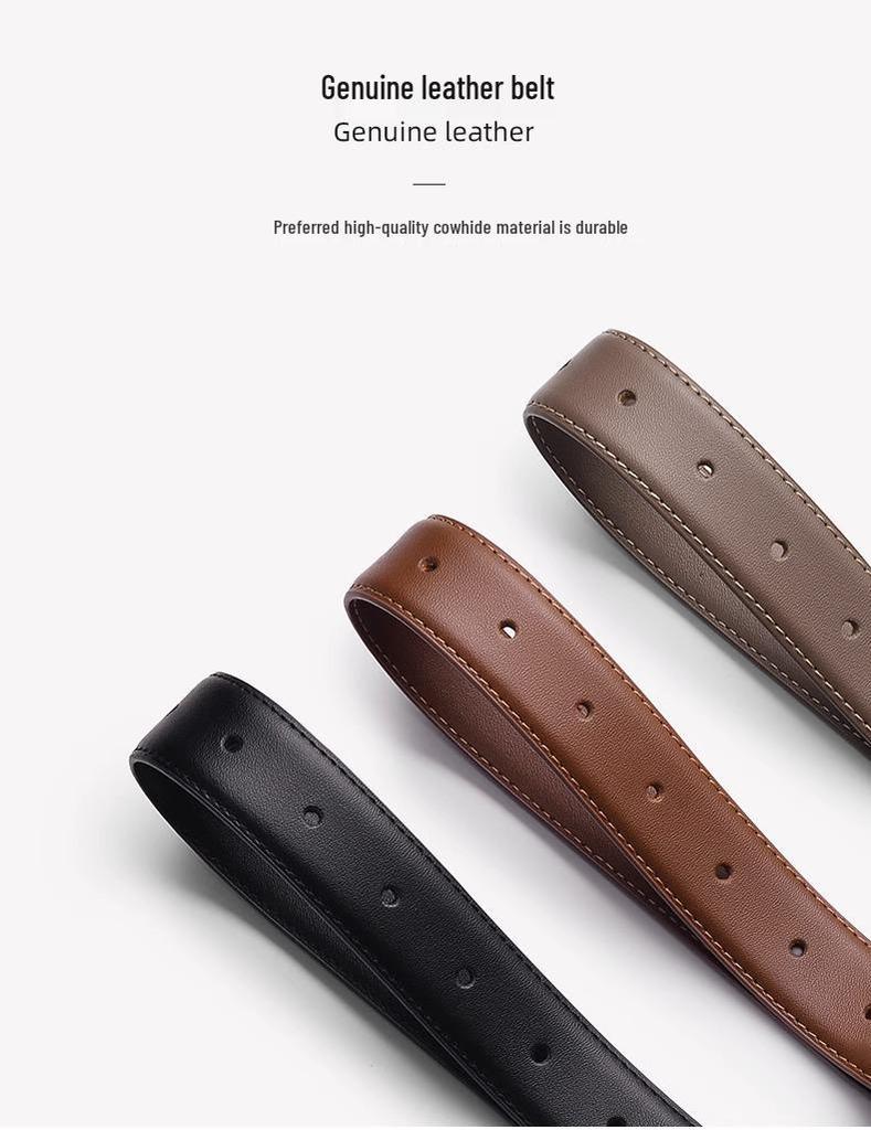 Women's Genuine Leather Versatile Black & Brown Decorative Belt for Jeans