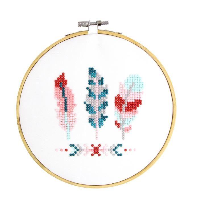 Kit de diamond painting - Multicolore - Diamètre 17 cm - Strass de perle - Décoration intérieure - Mixte