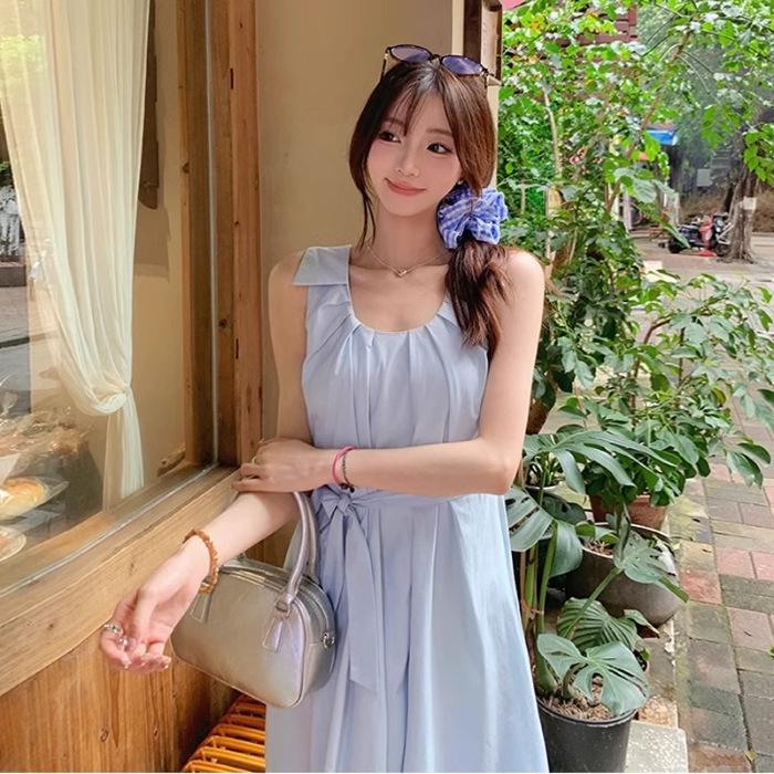 

This Year s Chic Pleated Long Skirt: Stylish Niche Vest Sweet Summer Dress L синий