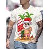 Christmas Tree Pattern Men's T-Shirt Funny Santa 3D Print Summer Casual Short Sleeve Crew Neck Top