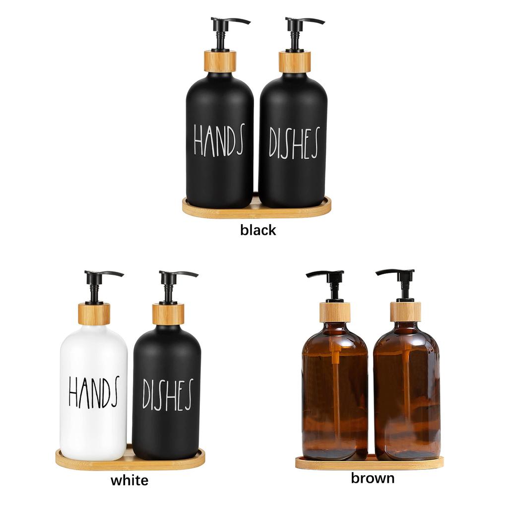 2 Stück Seifenspender Glasflasche 500ml Großes Fassungsvermögen Heimdekoration mit Ablage für Badezimmer
