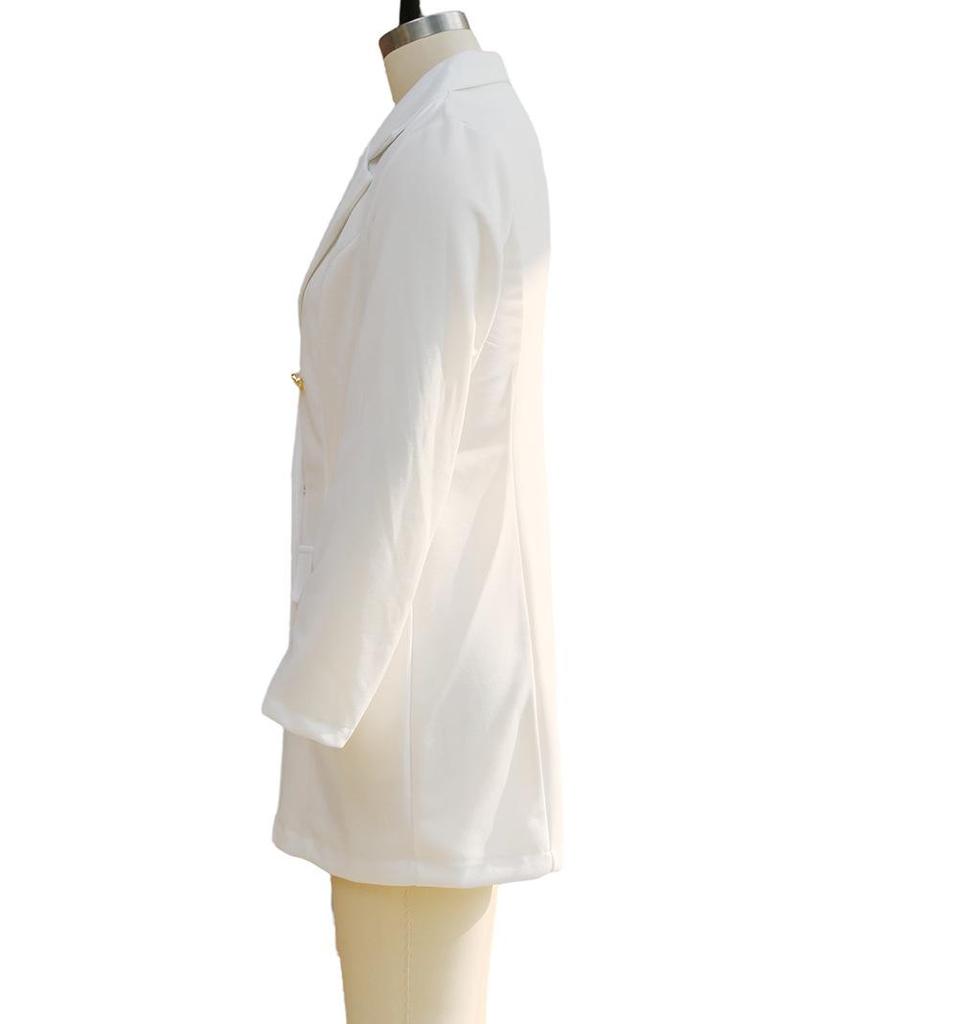 European and American Solid Color Double-Breasted Lapel Coat Dress - Autumn/Winter Collection