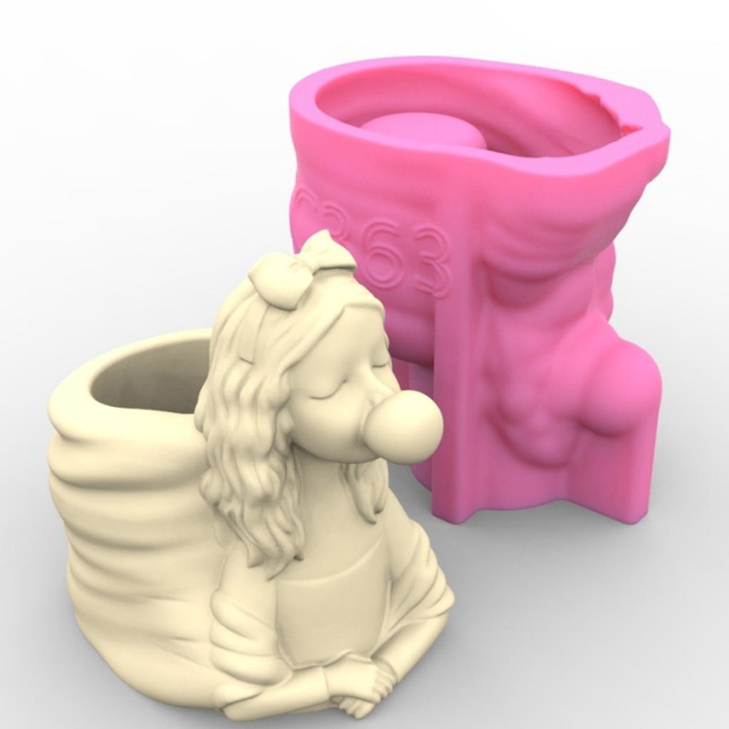 Seifenblasen Mädchen Gips Blumentopf Silikonform Epoxidharzform Sukkulenten Vase Zement Tonform Stifthalterform