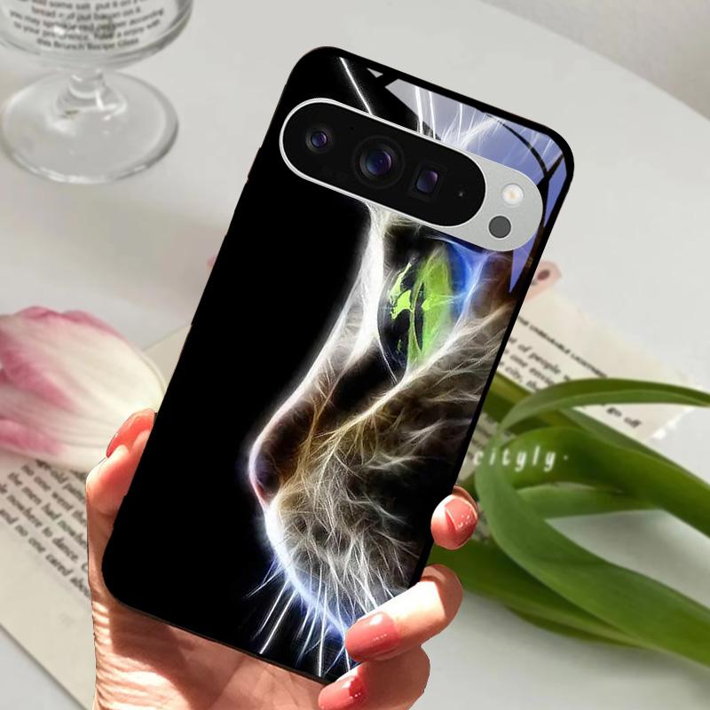 For Google Pixel 9 Pro XL Case Pixel9 Cute Animal Tempered Glass Phone Cover For GOOGLE PIXEL 9A Glass Protective Fundas Cases