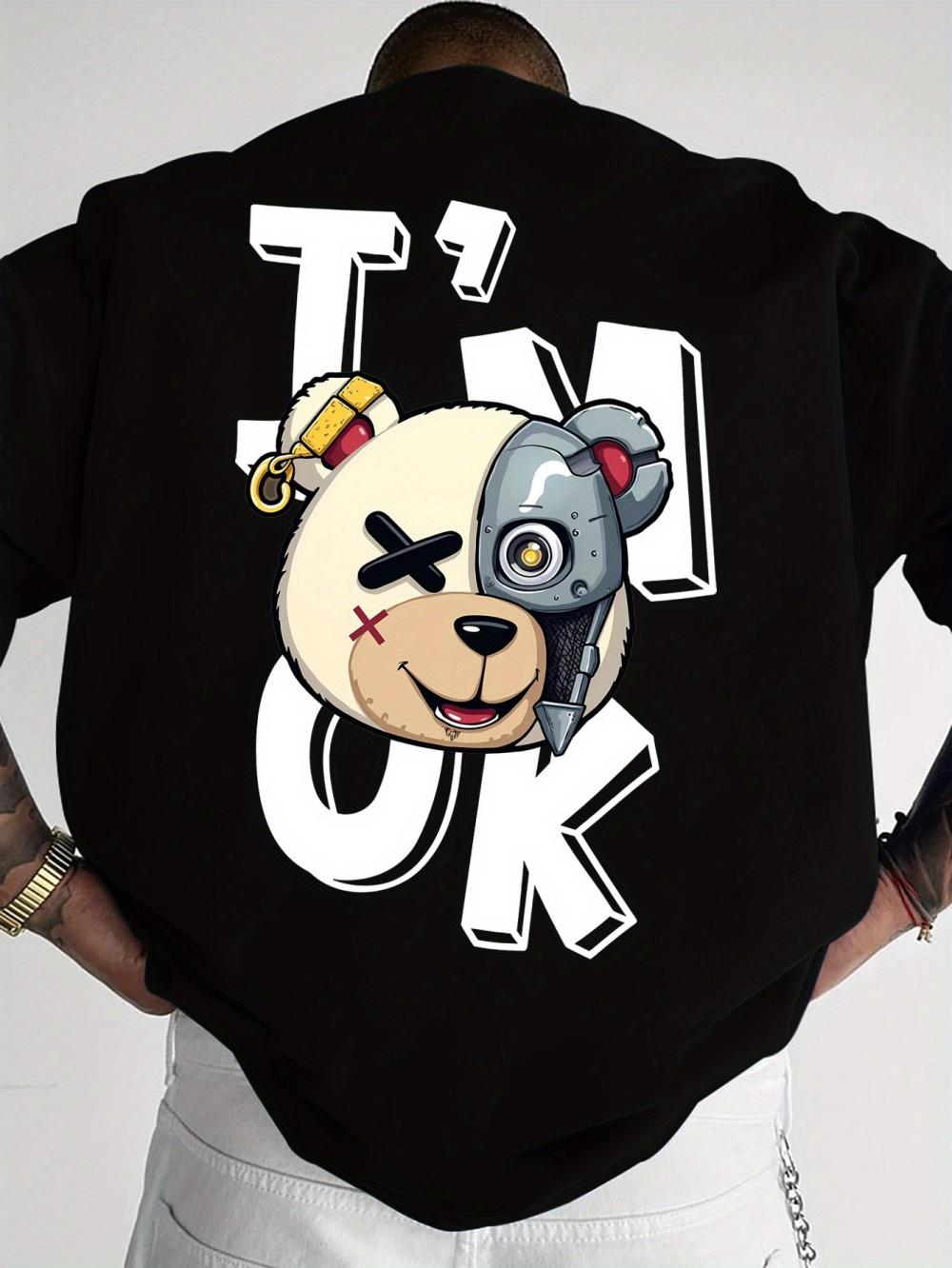 

2025 New Mens Autumn Mechanical Bear Printed Soft and Comfortable Hoodie Outdoor Street Style Top 4XL