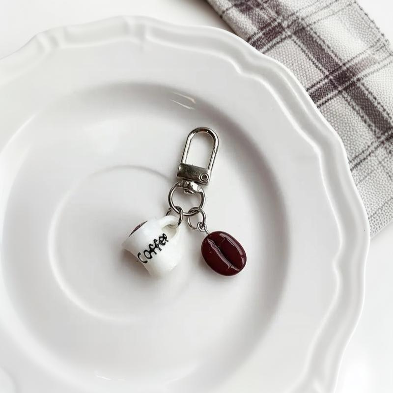 Simulation Coffee Cup Keychain Miniature Resin Mini Coffee Cup Bag Pendant Portable Cartoon Coffee Beans Keychain