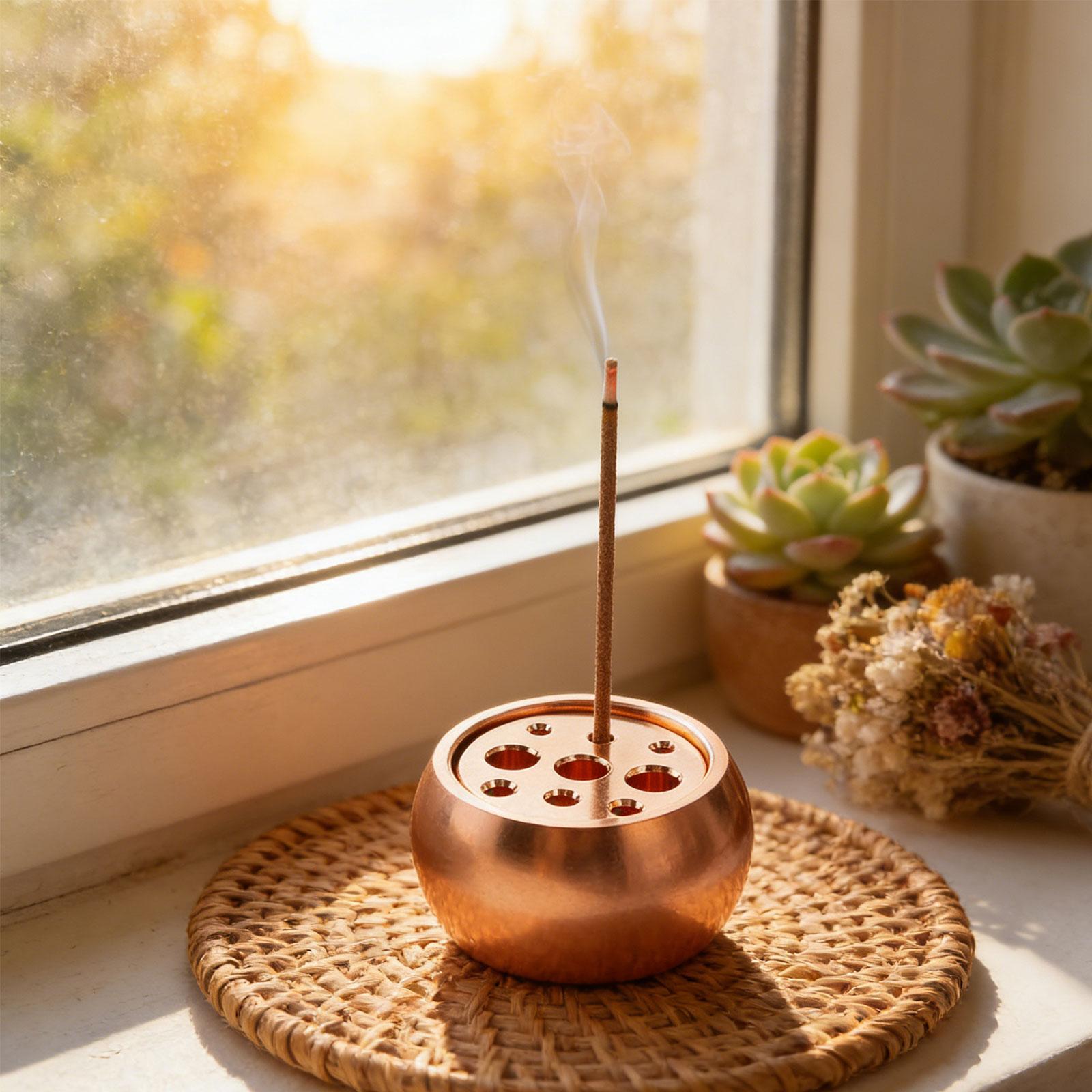 

Pure Copper Incense Cone Holder Multi Stick Support Fragrance Diffuser for Office Desk Ornament and Decor медный