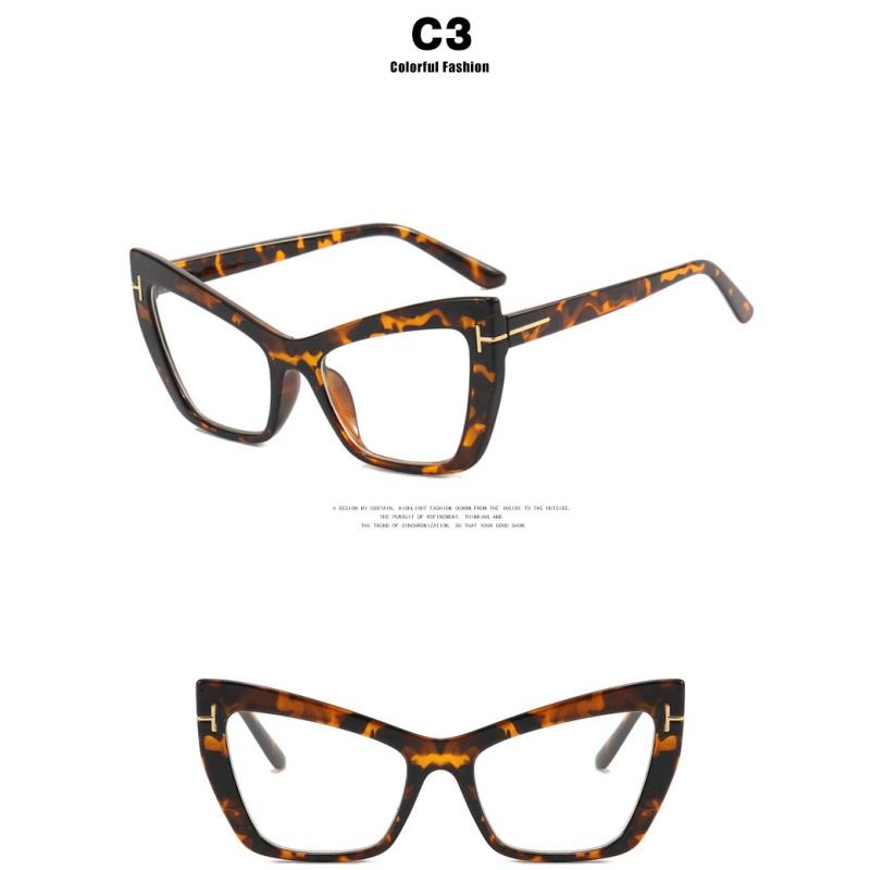 Women's Glasses T-word Cat Eye Glasses, Fashionable Large-frame Glasses