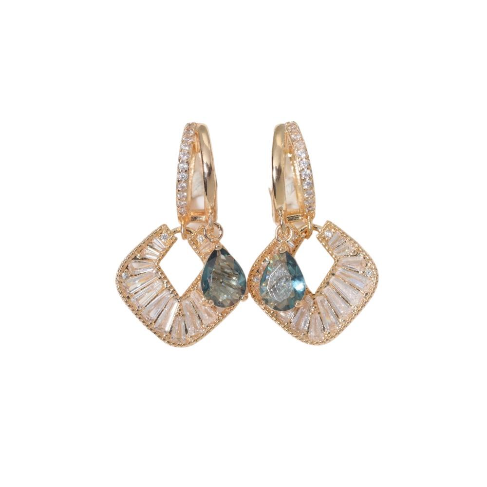 1 Pair Fashion Square Zirconia Dangle Earrings for Women Jewelry Wedding Party Accessories