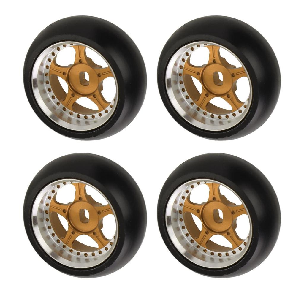 Acogedor RC Drift Tires for K969, K989, and P929 128 RC Cars, Hard Plastic Tires with Aluminum Alloy Wheel Rims, High Wear Resistance and Strong