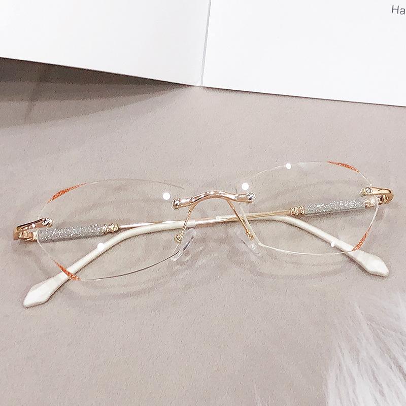 Reading Glasses Anti-blue Trimmed Starlight Rimless Ultra-light Glasses