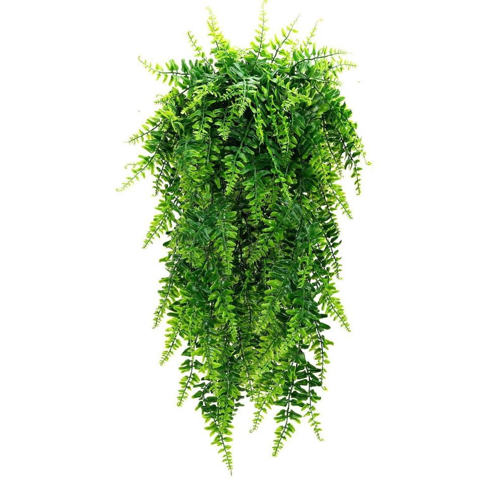 2pcs Green Fake Hanging Plant Plastic Wall Hanging Plant Decor Wedding Table Foliage Kitchen