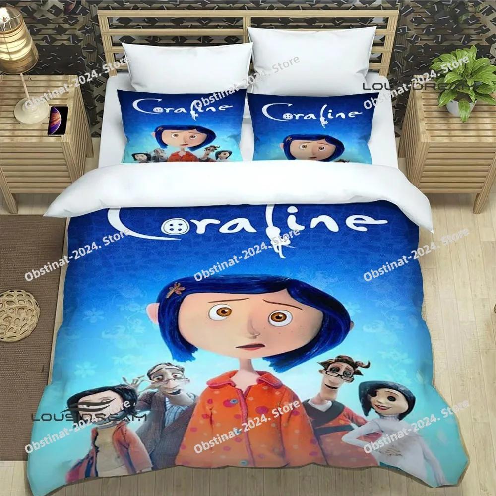 3D Cute C-Coraline Cartoon Bedding Set Printed Bed Set With Pillowcase Bed Duvet Cover Soft Single Double Queen Super King Size