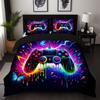 Colorful Gamepad Digital Printing Three-Piece Quilt Cover, Made