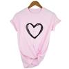 Heart Print Graphic T Shirt Women Short Sleeve Round Neck Harajuku Tshirt Female Aesthetic Tees Tops