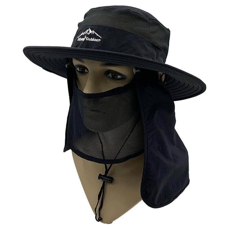 

Hatty Outdoor Breathable Foldable Sun Protection Quick-Drying UV Protection round Edge Bucket Hat Full Protection Cloth Removable H021 Black