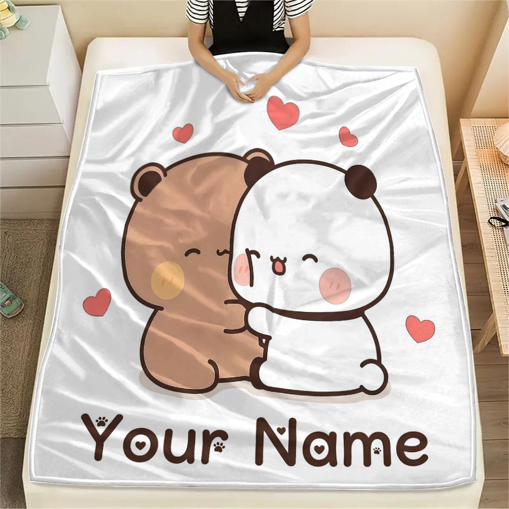 1pz Coperta in Flanella Personalizzata con Nome Modello PeacHE Goma Adatta a Tutte le Stagioni per Arredamento Casa Calore e Comfort Regali Regalo Festivo -HE167