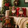 Christmas Pillow Cover Santa Snowman Reindeer 3d Fabric Decor For Holiday Couch Bedroom