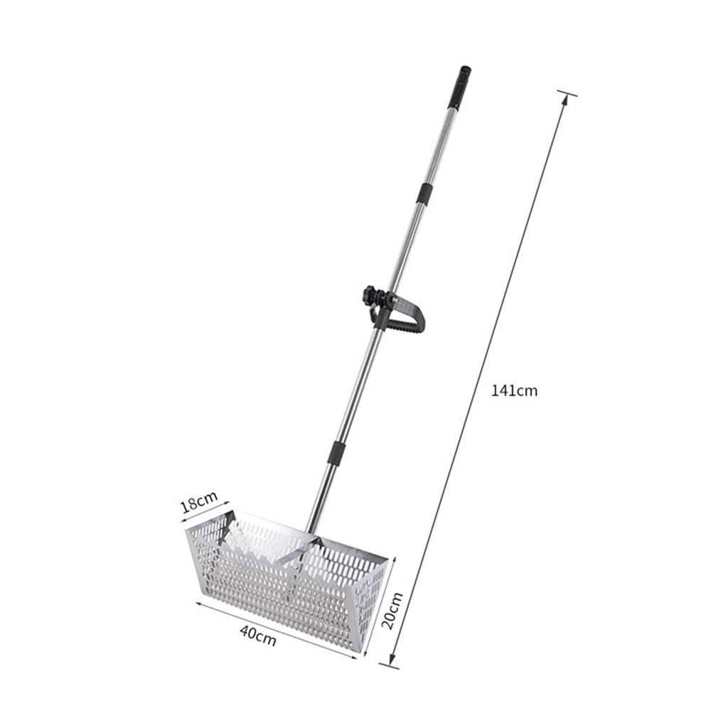 Sand Rake Cat Litter Sifter Wide Basket Sifter Scooper Large Stainless Steel Telescopic Handle Wide Basket Sifter Beach Scoop
