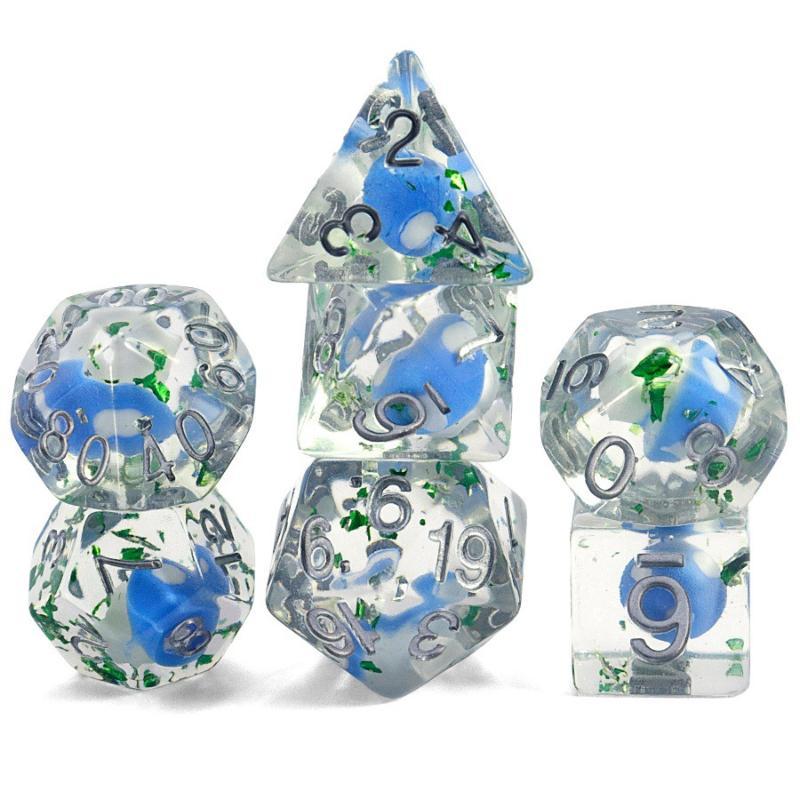 7Pcs Polyhedral Acrylic Dice Set Adorable Duck Print D4 D6 D8 D10 D12 D20 for Tabletop Role Playing Games