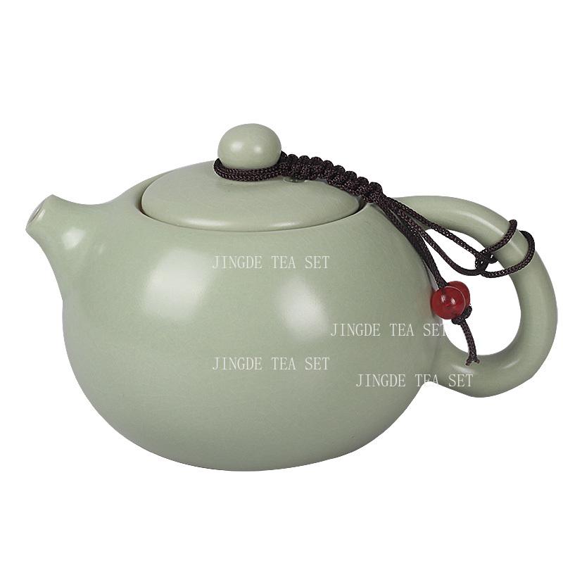 210ml Ru Kiln Ceramic Tea Pot Light Green Handmade Ice Cracked and Sliced Xishi Teapot Anti Scalding Teapot Can Be Maintained