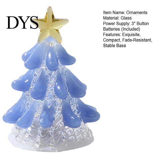 Clear Glass Tree with Gold Star Handmade Christmas Lighted Figurine, Mini Luminous Xmas Ornament for Office Desk Night Light, Art Tabletop Holiday