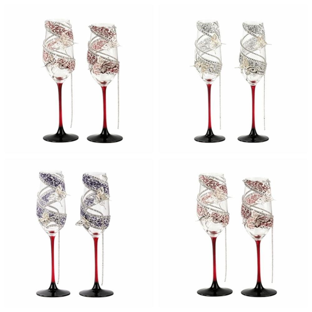 Butterfly Clear Stemmed Cup Luxury Tall Glass Gifts Crystal Glass Goblet Wedding